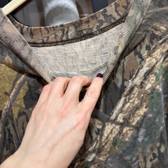 Vintage 90s Mossy Oak Camo Print T-Shirt Single Stitch short sleeve tee crewneck - Picture 4 of 6